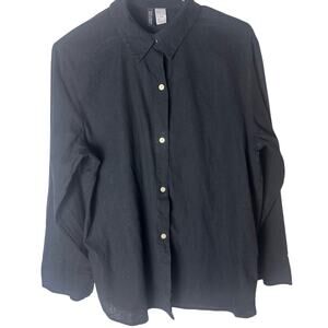 Black Linen Button-Up Shirt. Men’s size S